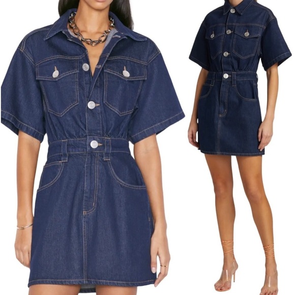 FRAME Oversized Detail Denim Mini Dress size XS